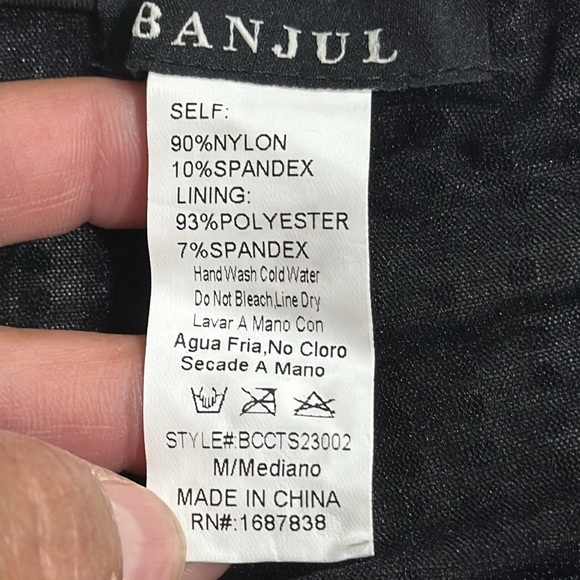 (A5) BAJUL Sheer Crop Top with Rhinestones and Trim, Size M - Picture 8 of 10